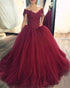 Elegant 2018 Burgundy Quinceanera Dresses with Cap Sleeve V Neck Tulle Ruffles Puffy Ball Gown Sweet 16 Dress